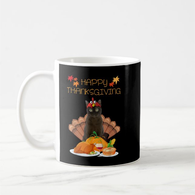 Happy thanksgiving Dag Burmese Cat Gift Funny Turk Kaffemugg (Vänster)