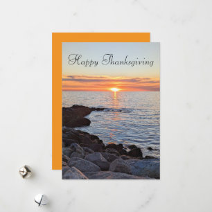 Happy thanksgiving Dag Foto av solnedgång på havet Julkort