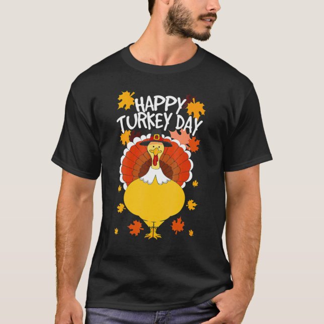 Happy thanksgiving Dag Funny Cute Pilgrim Turkiet T Shirt (Framsida)