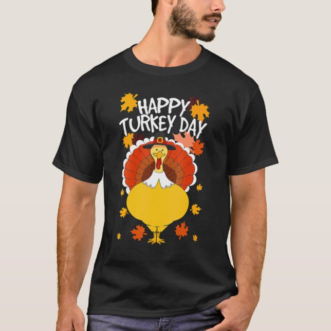 Happy thanksgiving Dag Funny Cute Pilgrim Turkiet T Shirt (Framsida)