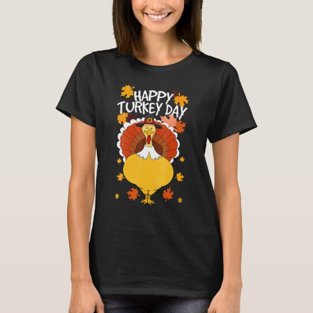 Happy thanksgiving Dag Funny Cute Pilgrim Turkiet T Shirt (Framsida)