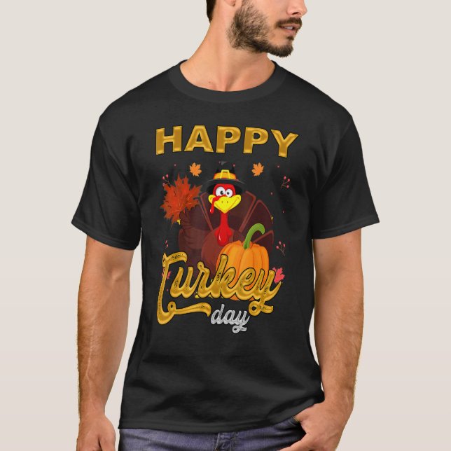 Happy thanksgiving Dag Funny Cute Pilgrim Turkiet T Shirt (Framsida)