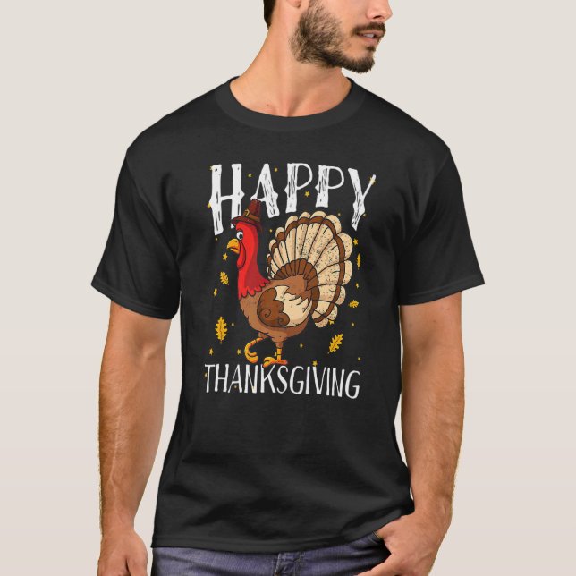 Happy thanksgiving Dag Funny Cute Pilgrim Turkiet T Shirt (Framsida)