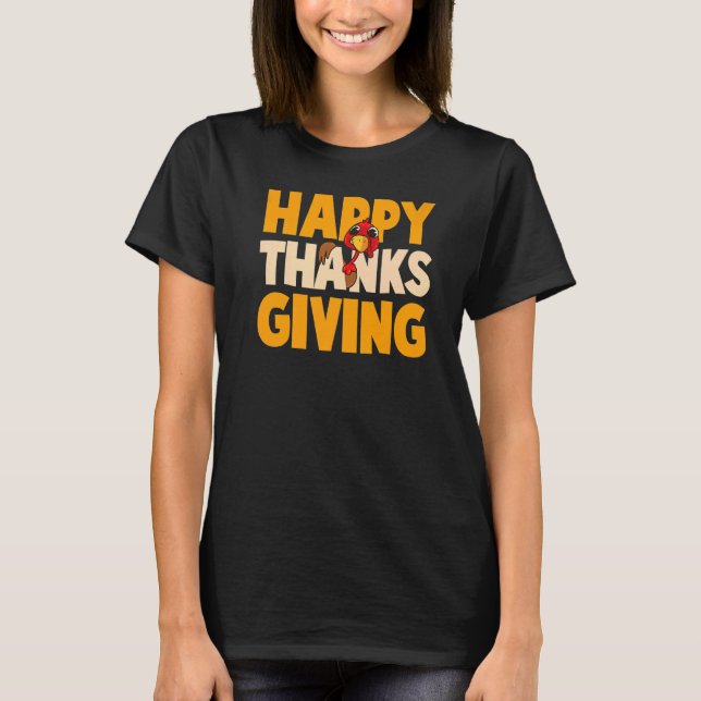 Happy thanksgiving Dag Funny Cute Pilgrim Turkiet T Shirt (Framsida)