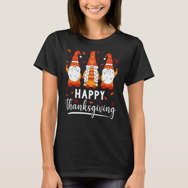 Happy thanksgiving Dag Gnomes Höst löv Fall G T Shirt (Framsida)