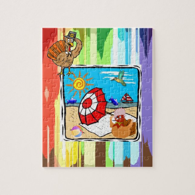Happy thanksgiving Dag Jigszawa Puzzle, Beach Turk Pussel (Vertikal)