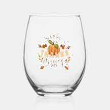 Happy thanksgiving Dag Pumpkin är av vin-glas
