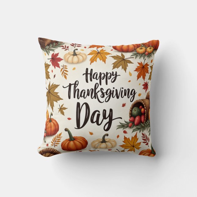 Happy thanksgiving Dag Rustic Autumn Dekorativ kud Kudde (Framsida)