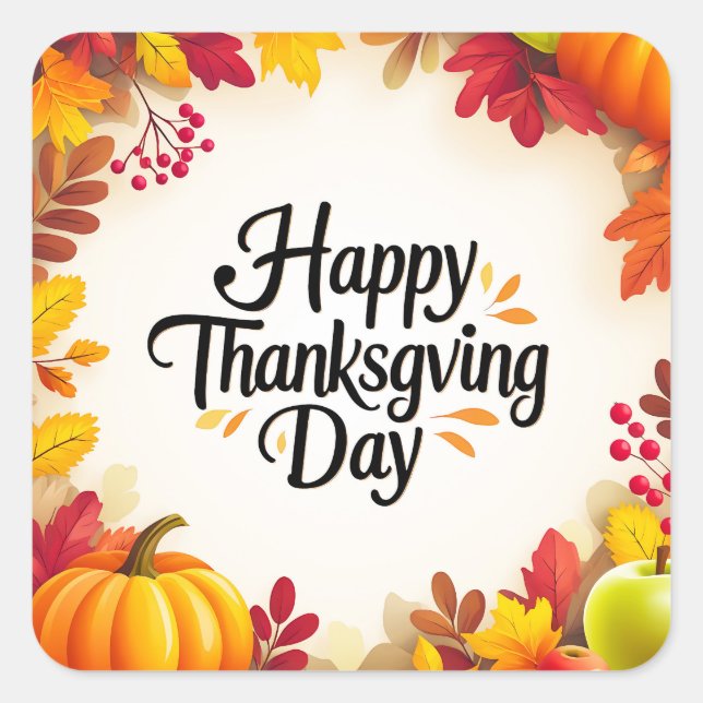 Happy thanksgiving Dag Sticker Fyrkantigt Klistermärke (Framsida)