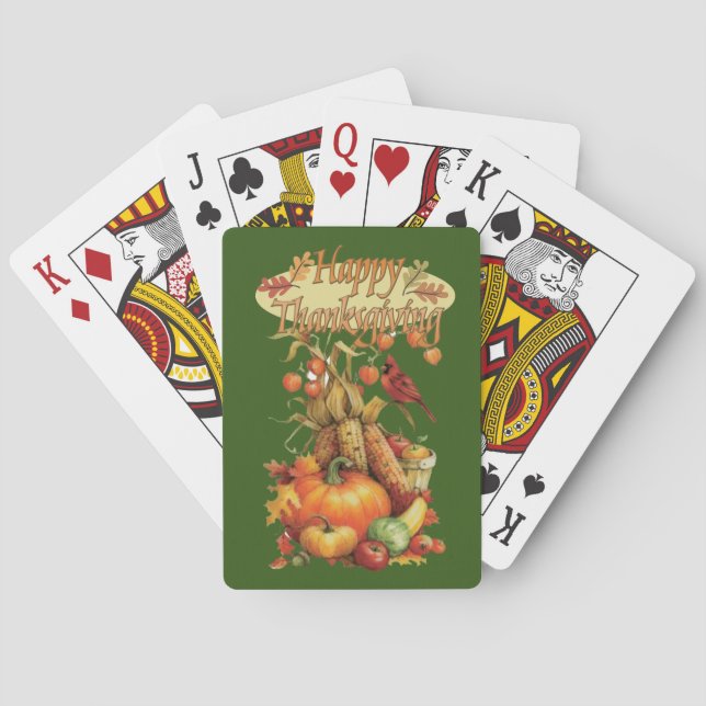 Happy thanksgiving-dagars uppspelningskortsdek casinokort (Baksidan)
