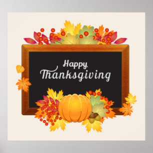 Happy thanksgiving-dagen, fall färg löv poster