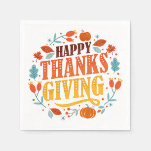 Happy thanksgiving-dagen Fall Helgdag Turkiet-mid Pappersservett