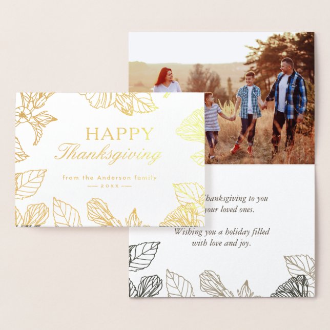 Happy thanksgiving-dagen för guldolja Höst löv Folierat Kort (Display)
