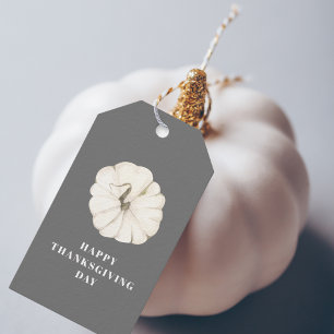 Happy thanksgiving-dagen Grått- och vitpumpa Presentetikett