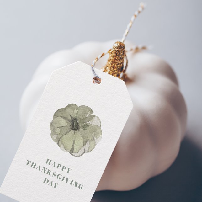Happy thanksgiving-dagen | Grönt Pumpkin Presentetikett (Skapare uppladdad)