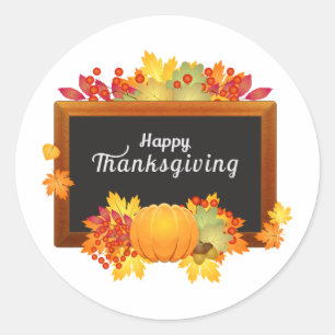 Happy thanksgiving-dagen, hösten färg löv runt klistermärke