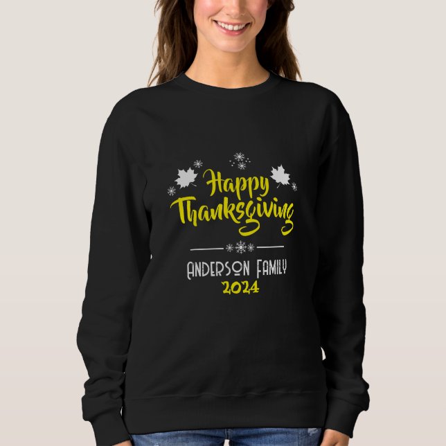 Happy thanksgiving-dagen med Namn och år för famil T Shirt (Framsida)
