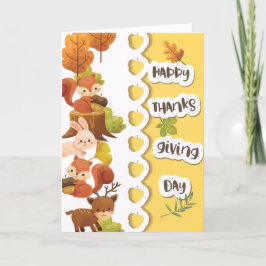 Happy thanksgiving-dagen med trädsdjur tack kort