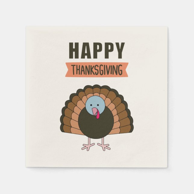 Happy thanksgiving-dagen Turkiet tacksam Helgdag Pappersservett (Framsidan)