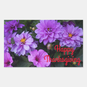 Happy thanksgiving Dahlia Lilac & Petunia Stickers Rektangulärt Klistermärke