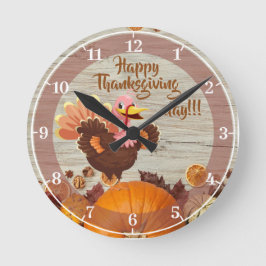 Happy Thanksgiving Day Acrylic Wall Clock Rund Klocka