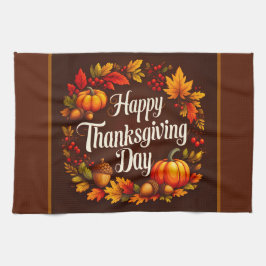 Happy thanksgiving Day Brown Kitchen Towel Kökshandduk