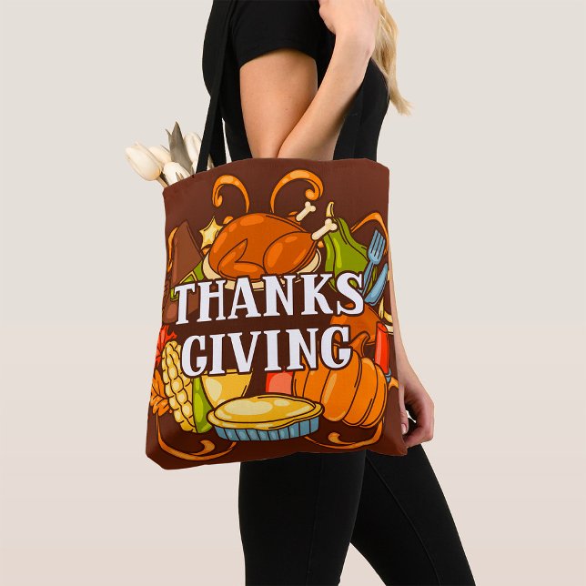 Happy thanksgiving Day Food Tote Bag Tygkasse (Skapare uppladdad)