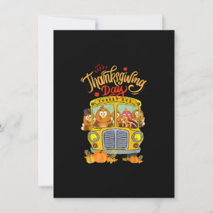 Happy thanksgiving Day Funny Turkey School Buss Dr Inbjudningar