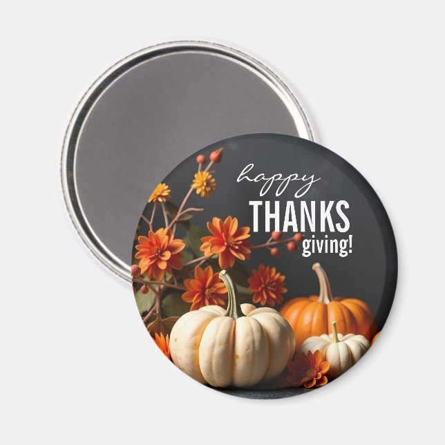 Happy thanksgiving Day Orange Pumpkin Flowers Magnet (Front/Back)
