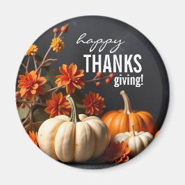 Happy thanksgiving Day Orange Pumpkin Flowers Magnet