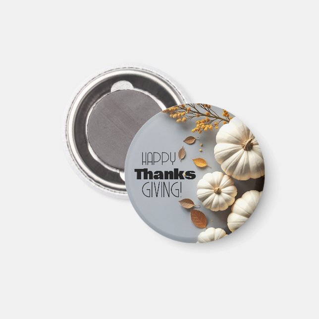 Happy thanksgiving Day White Pumpkins and Löv Magnet (Front/Back)
