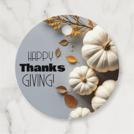 Happy thanksgiving Day White Pumpkins Gåvor Etiketter