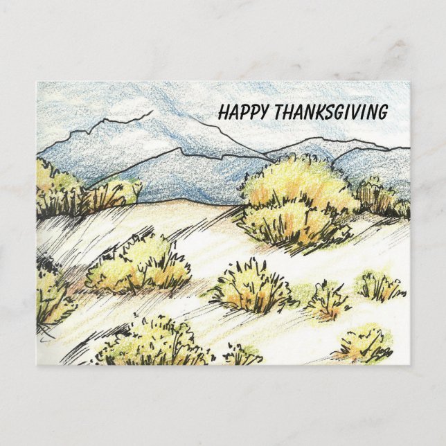 Happy thanksgiving Desert Mountains Sagebrush Helg Vykort (Framsida)