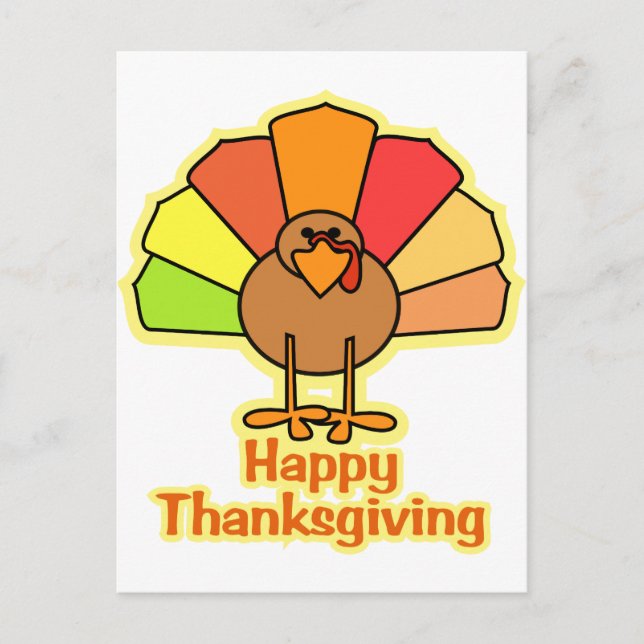 Happy thanksgiving-design för Tecknad i Turkiet Helg Vykort (Framsida)