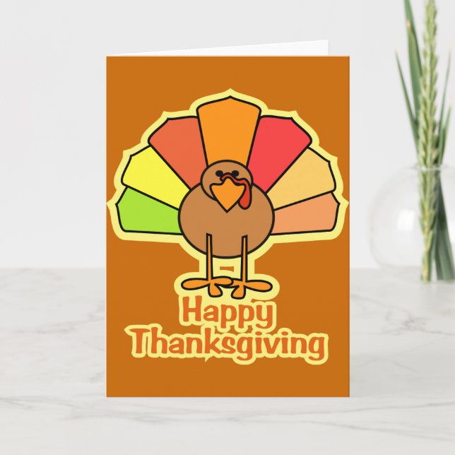 Happy thanksgiving-design för Tecknad i Turkiet Helgkort (Framsida)