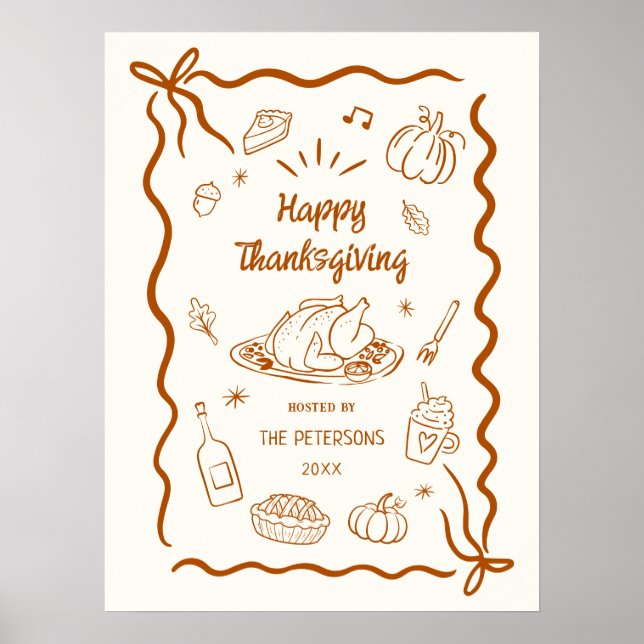 Happy Thanksgiving Dinner Party Printable Poster (Framsidan)