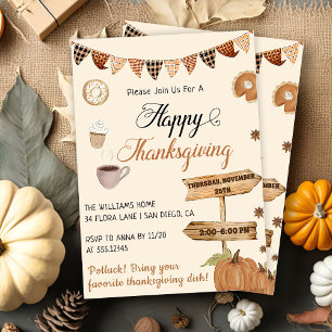 Happy thanksgiving Dinner Pumpkin & Autumn Inbjudningar