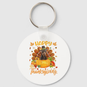 Happy thanksgiving Doberman Hund Turkey Pumpkin Nyckelring