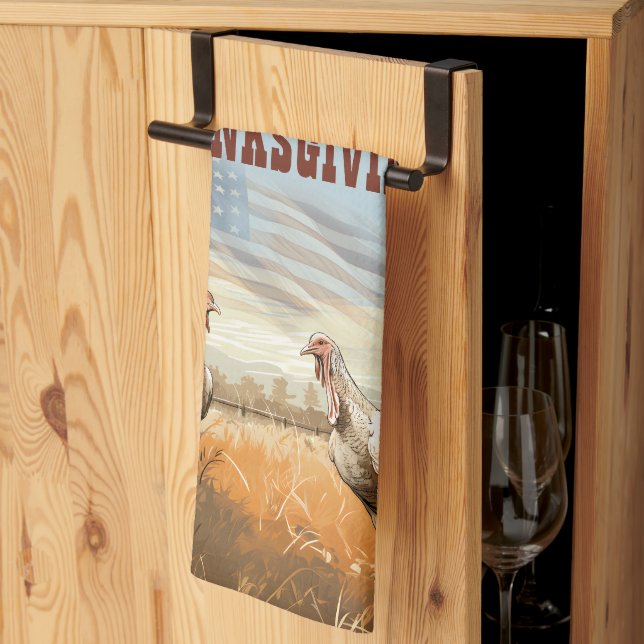 Happy thanksgiving! Editable manar gåva Kökshandduk (Thirds Fold)