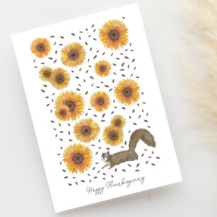 Happy thanksgiving ekorre med solblommor kort