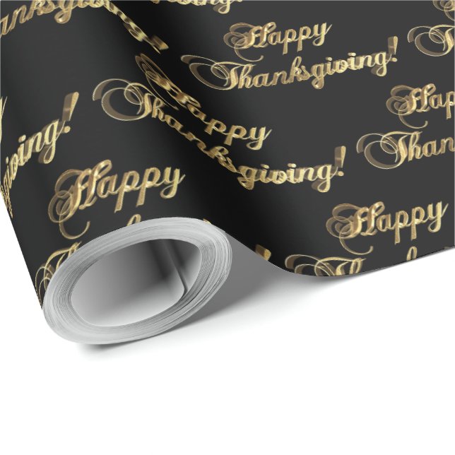 Happy thanksgiving Elegant Faux-guldfärgat skript Presentpapper (Rulle Hörn)