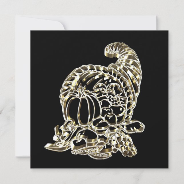 Happy thanksgiving Elegant Golden Cornucopia Julkort (Framsida)