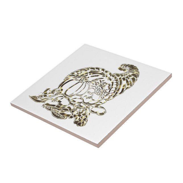 Happy thanksgiving Elegant Golden Cornucopia Kakelplatta (Sidan)