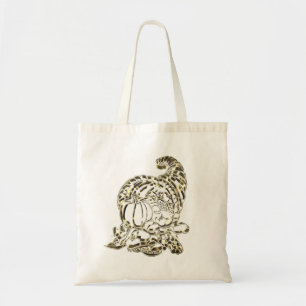 happy thanksgiving Elegant Golden Cornucopia Tygkasse
