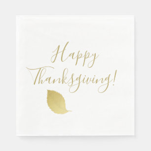 Happy thanksgiving - elegantt guld- höstlöv pappersservett