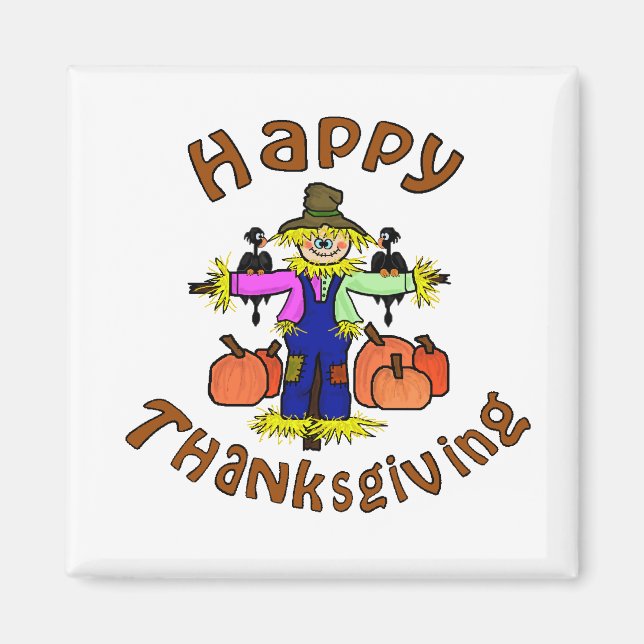 Happy thanksgiving Fågelskrämma Magnet (Framsidan)