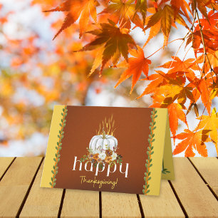 Happy thanksgiving Fall Blommigt Pumpkin Brown Kort