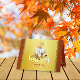 Happy thanksgiving Fall Blommigt Pumpkin Gult Kort