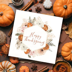 Happy thanksgiving Fall Citrus Gräs Pappersservett