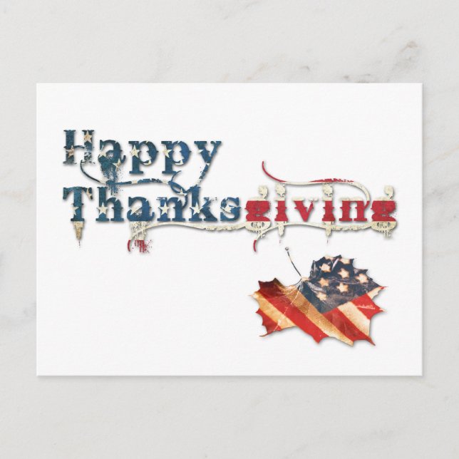 happy thanksgiving fall flagga helg vykort (Framsida)